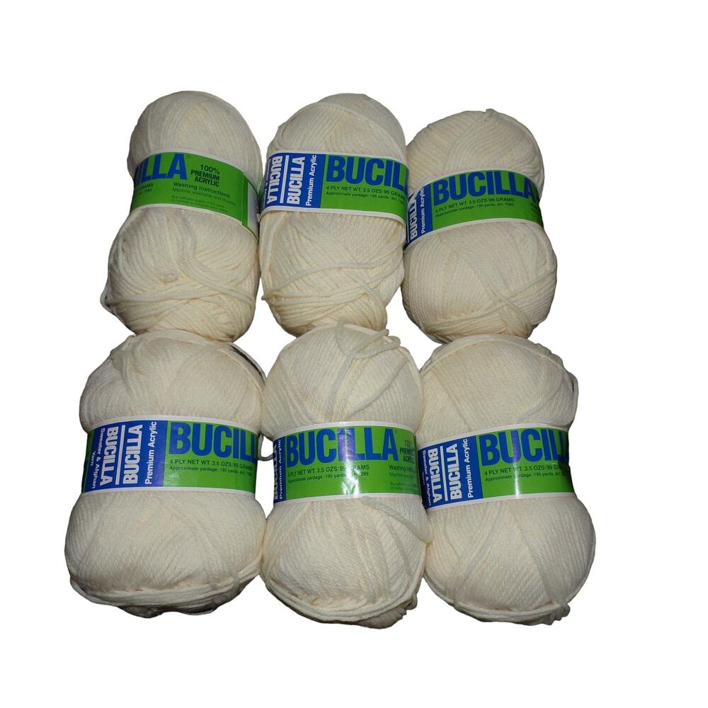 (6) Bucilla Vintage Yarn Skeins Soft Acrylic 3.5 oz. 195 Yards Same Dyelot